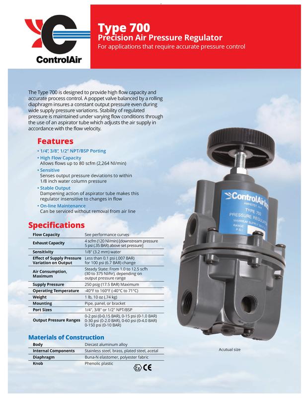 ControlAir Type 700 High Flow Pressure Regulator